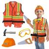 Kids Role Play Fireman Costume with Firefighter Toy Accessories Halloween Builder Worker Clothing for Boy Girl Aged 3-12