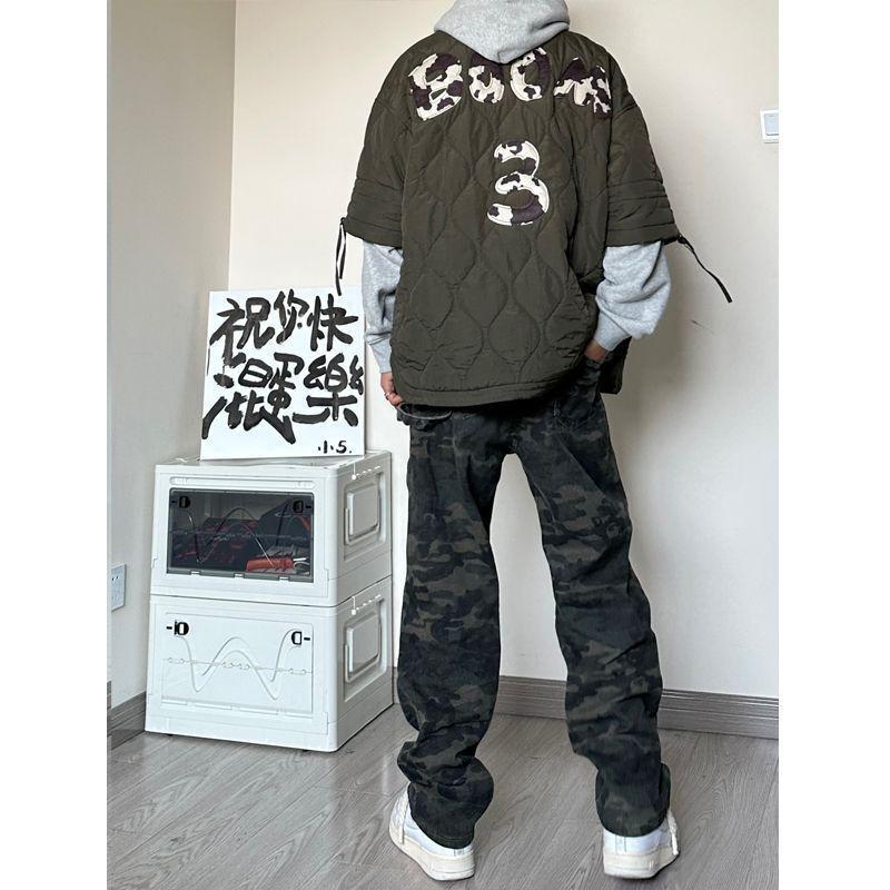 American Retro Pants High Street Tide Brand Logging Camouflage Overalls Men's Hiphop Loose Straight Wide-leg Pants