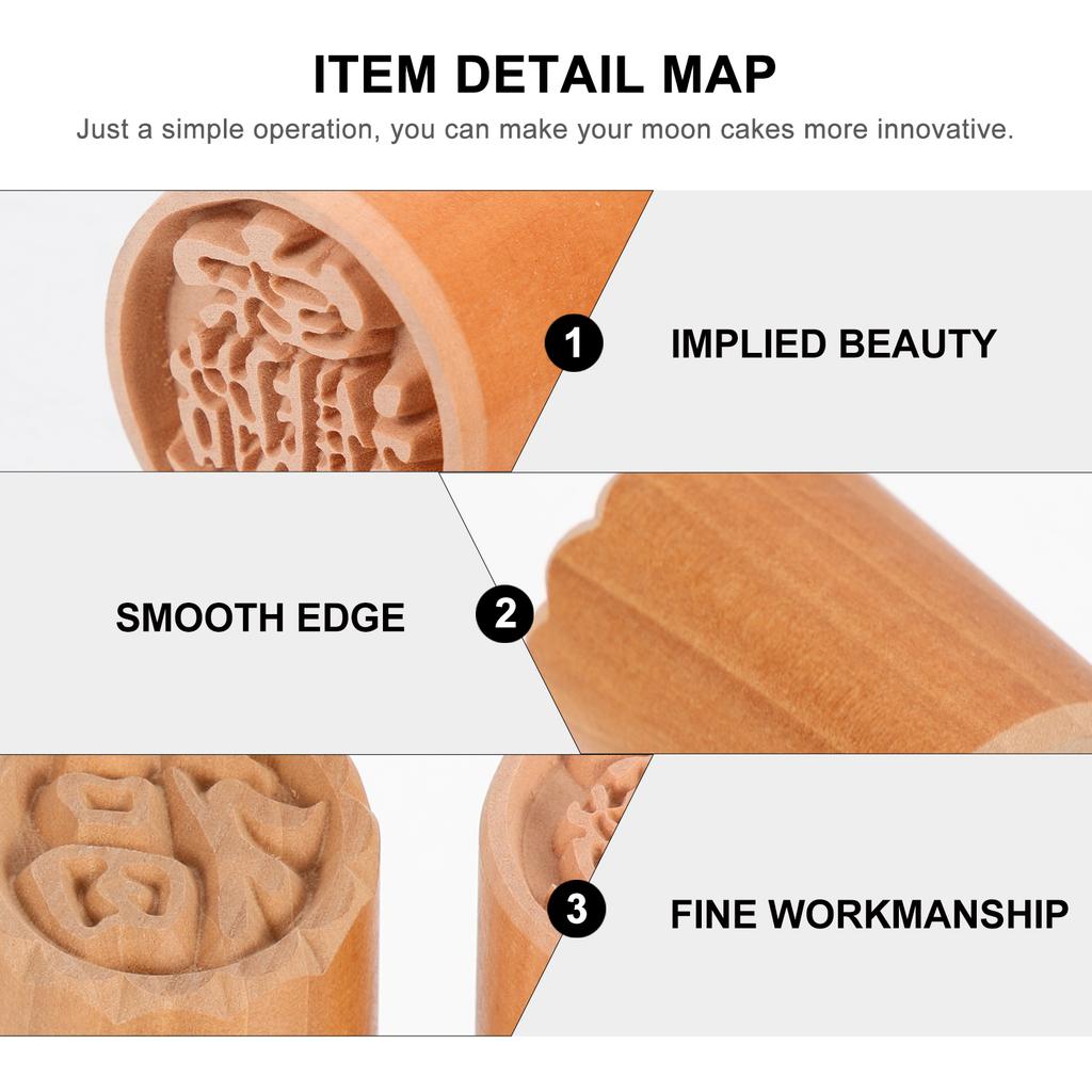 2 Pcs Moon Cake Stamp Cookie Decorating Tools Custard Cream Chinese Dough Pastries Molds Wood Diy Baking Cookies