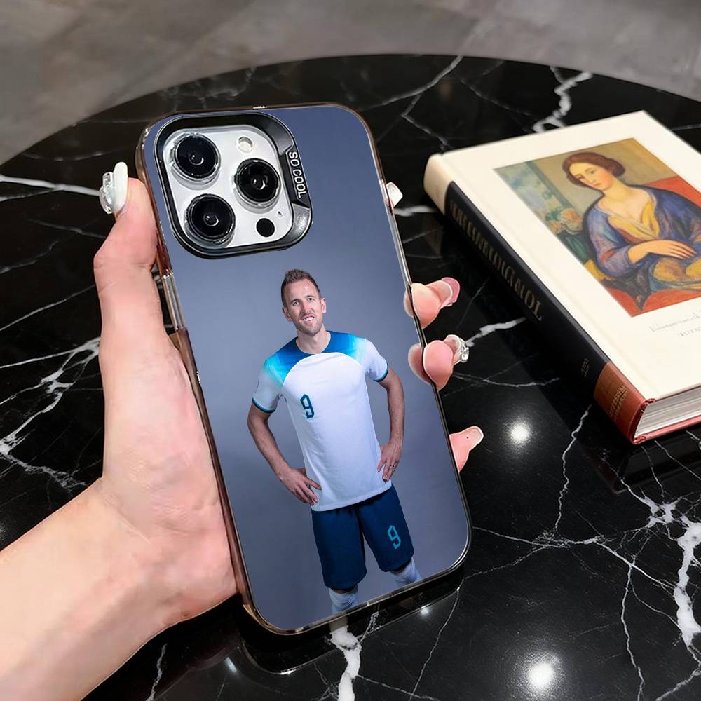 H-Harry K-Kane HK Phone Case For iPhone 17,16,15,14,13,12,11 Plus,Pro Max,XS,Colored Silver Plated Inside Cover
