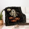 Halloween Ghost and Pumpkins Decorative RugBlanket Flannel Throw Blanket for Sofa, Bed, Travel, Camping, Office, Couch, Chair, And Bed Gift
