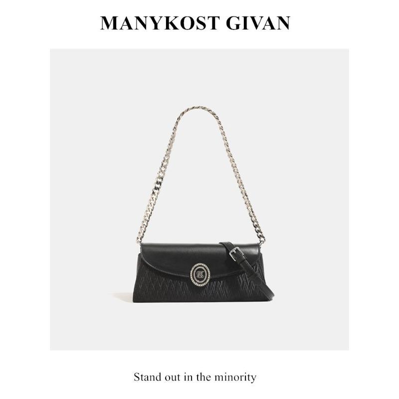 

Leather pleated chain underarm bag women s new fashion versatile trendy high sense messenger baguette bag women