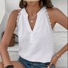 Women Halter Neck Tank Top Lace Trim V Neck Sleeveless Summer Boho Casual Solid Color Beach Top
