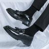 Large Size Men's Shoes Fringed Leather Shoes Men's Business Dress Crocodile Pattern One Pedal Thick Sole Heightening Foot Casual Shoes