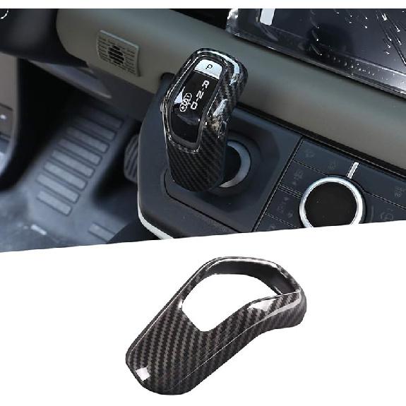 ABS Plastic Car Center Console Gear Shift Knob Cover Trim for Land Rover Defender 110 2020 (Carbon Fiber Style)
