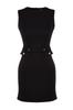 Women's Fashion Casual Sleeveless Mini Multicolor Tulle Fitted Body-Fitting Mini Gathered Zero Sleeve Flexible Knitted Dress