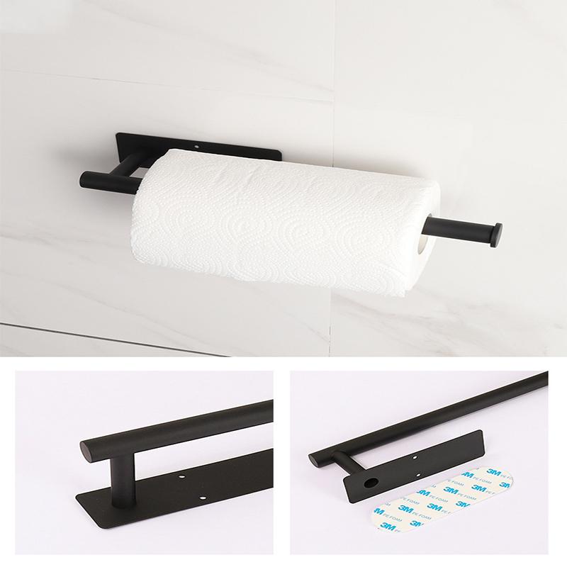 Self Adhesive Toilet Paper Towel Holder Punch-free Roll Paper Holder Kitchen Hook Storage Holder Stainless Steel Wall Mount