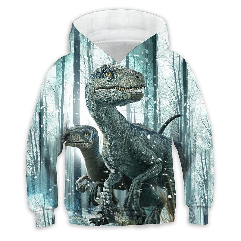 Jungen Tier Dinosaurier Hoodie Langarm Herbst Winter Mode Coole Kinder Outdoor Täglich Normale Passform
