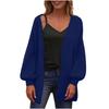 Suéter Holgado de Color Sólido para Mujer Chaqueta Cárdigan Tejida con Cuello en V