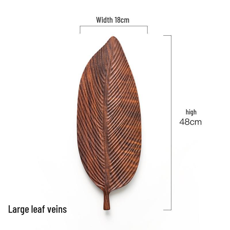 Walnut Leaf Wooden Tea Tray with Saucer & Snack Storage