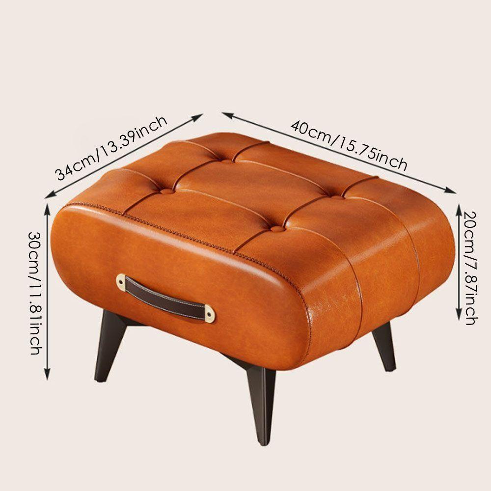 New Space Saving Foot Stool PU Leather Portable Shoe Changing Stool High Rebound with Handle Stool Chair Home