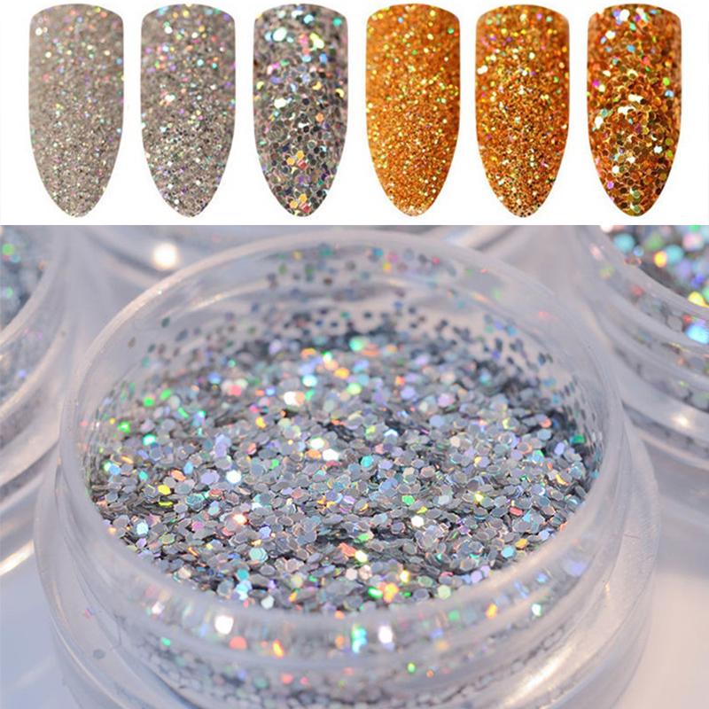 Buy Gold Silver Laser Nail Glitter Powder Holographic Nail Art Shimmer