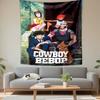 Tapestry Cowboy Bebop Group Stairs Green Brick Wall Spike Faye Jet Ed Ein Anime Poster for Living Room