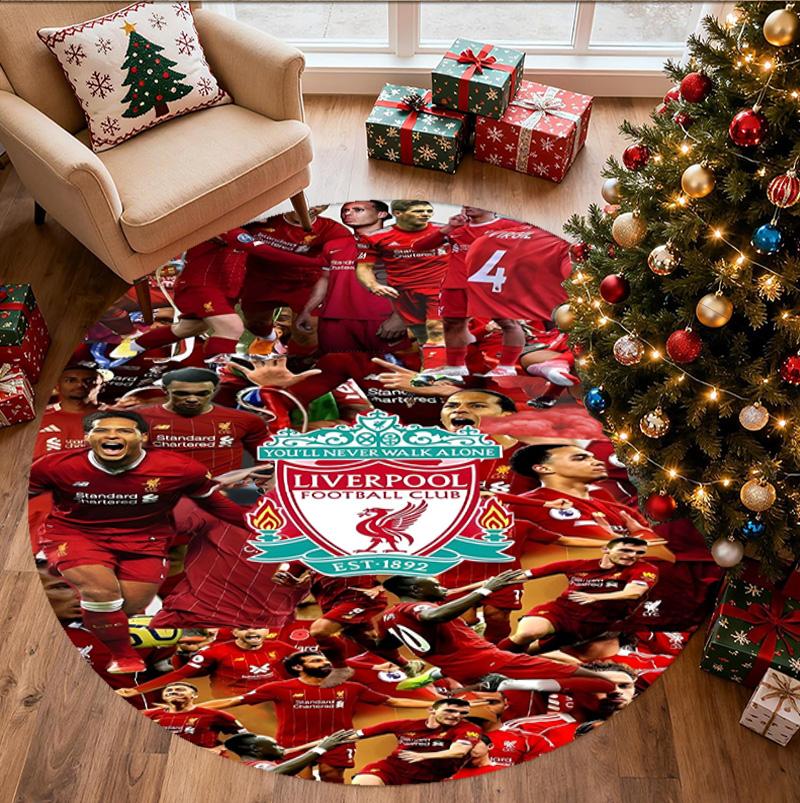 Liverpool F.C Pattern Round Rug, Indoor/Outdoor Mat, for Picnic, Gameroom, Bedroom, Office, Living Room, Home Decor Carpet, Birthday Gift