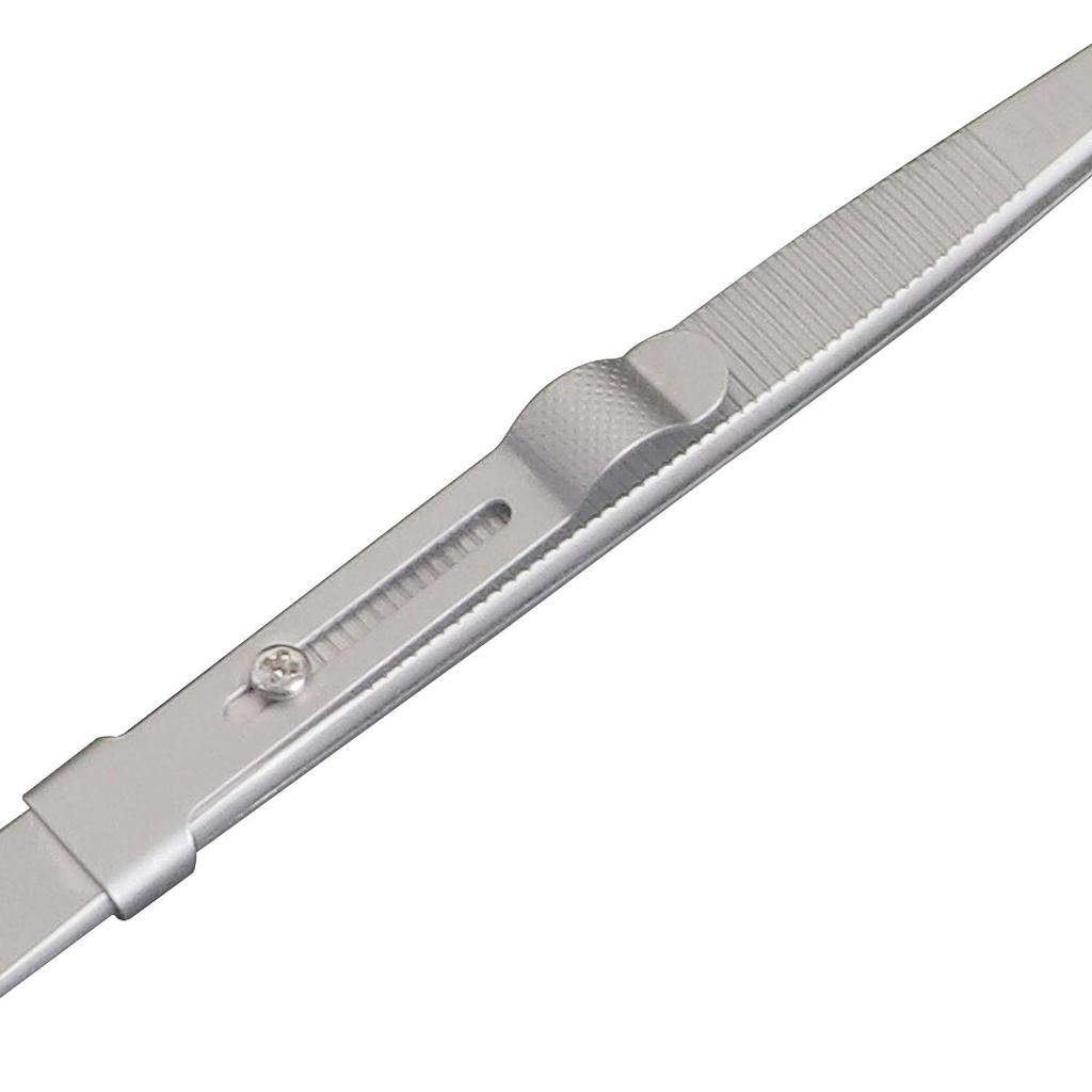 Diamond Stone Tweezers Gem and Jewelry Tweezers Stainless Steel Slide Locking Serrated Fine Pointed Tip Tweezers with Gem Slot (Straight Pointed Tip)