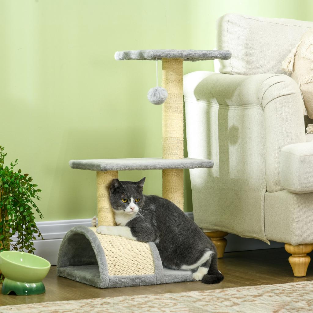 72cm Cat Tree with Scratching Post, Pad for Indoor Cats - Light Grey