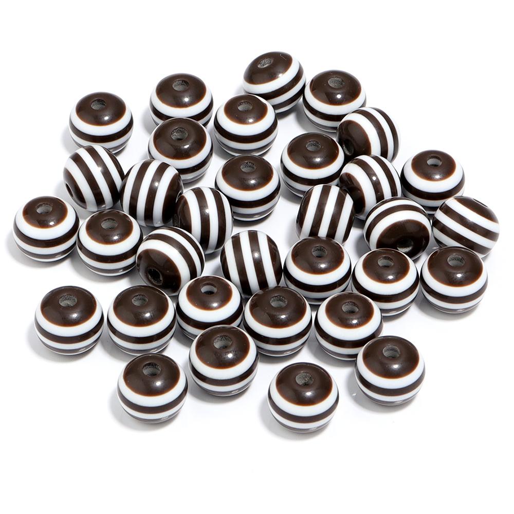 50-100pcs/lot 6 8 10 12mm Resin Round Beads Colored Stripes Spaced Beads For DIY Craft Bracelet Phone Chains Making Accessories