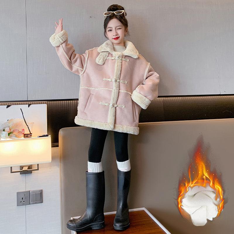 

Повседневное пальто для девочек. Осеннее и зимнее детское флисовое пальто.