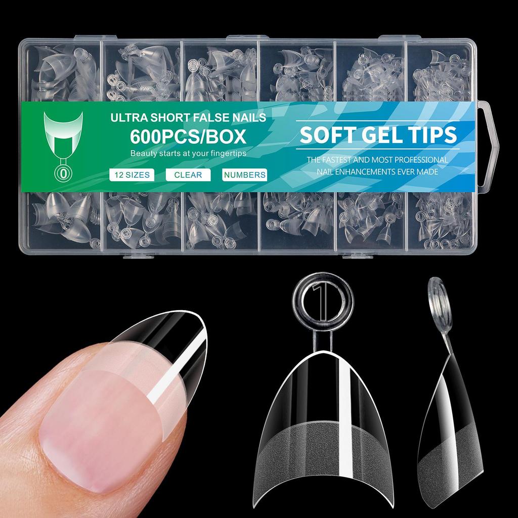 Art des Ongles Tampons pour Ongles Ultra-Courts Sans Gravure et Sans Marqueurs Doigt Faux Mat Européen et Américain 600 Pièces Tampons pour Ongles