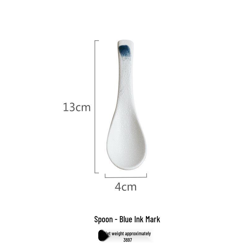Hand-Painted Retro Ceramic Japanese Spoon: Tasting, Rice, Soup & Dessert