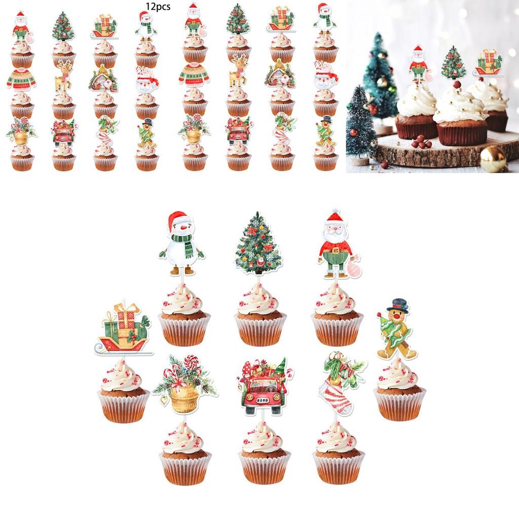 Christmas Cake Decoration Flags Set With Vintage Design For Holiday Parties