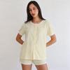 Autumn new product European and American threaded pit strip knitted short-sleeved shorts set comfortable and skin-friendly pajamas loungewear women's