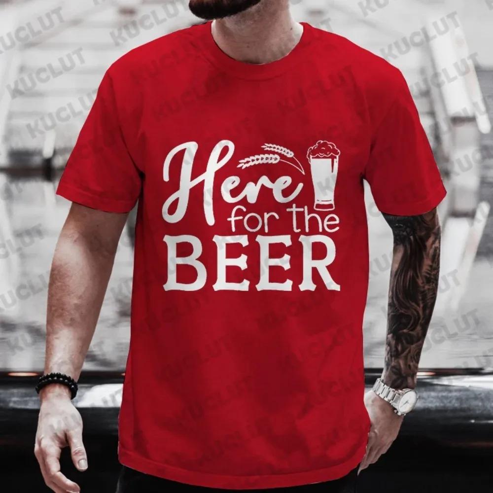 Here for The Beer Graphic Graphic T Shirts Men Y2k Streetwear Beer DAY Drinking Party Tops Plus Size Clothes Short Sleeve Tees