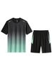 Men's Gradient Quick-Dry Sports Suit - Summer Breathable Fitness Set with Short Sleeve & Shorts