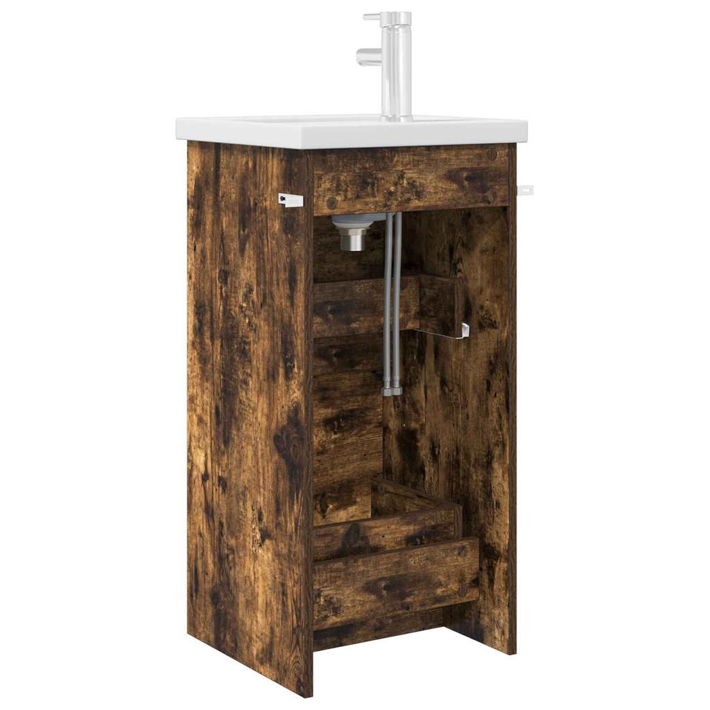 Bathroom Cabinet with Washbasin Smoked Oak