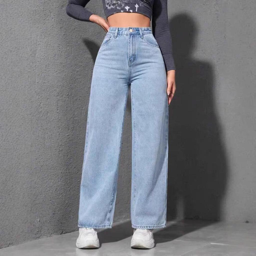 High-Waisted Retro Wide-Leg Women's Jeans - Fashionable Loose-Fit Versatile Long Pants
