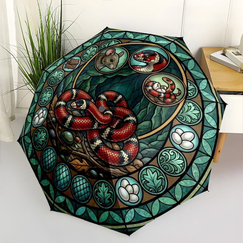 Snake Life Cycle pattern umbrella, portable and foldable design, 8 ribs, a casual accessory for Halloween, Christmas, and birthday gifts.