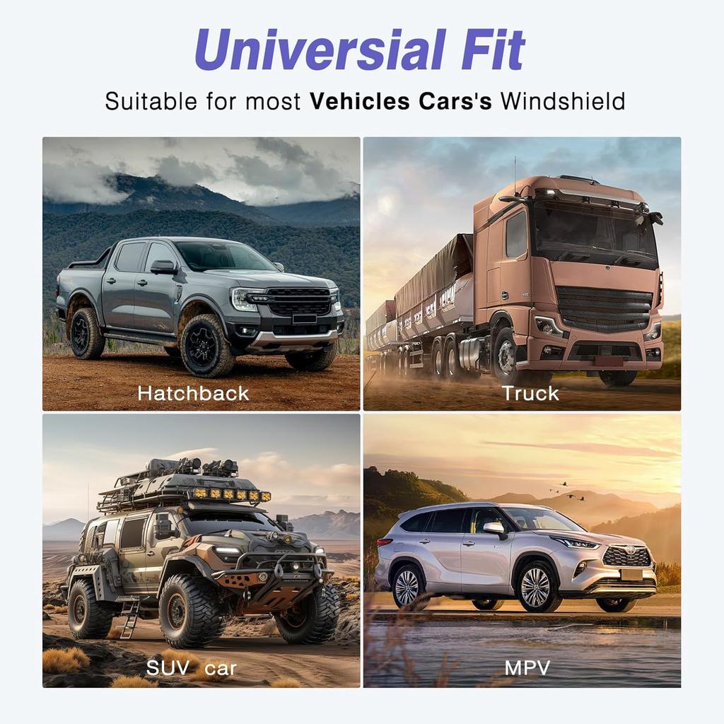Windshield Sun Shade - Car Sun Shade Windshield Keeps Interior Cool, Foldable Sunshade for Car Windshield with Storage Bag for Cars, SUVs, 55'' X