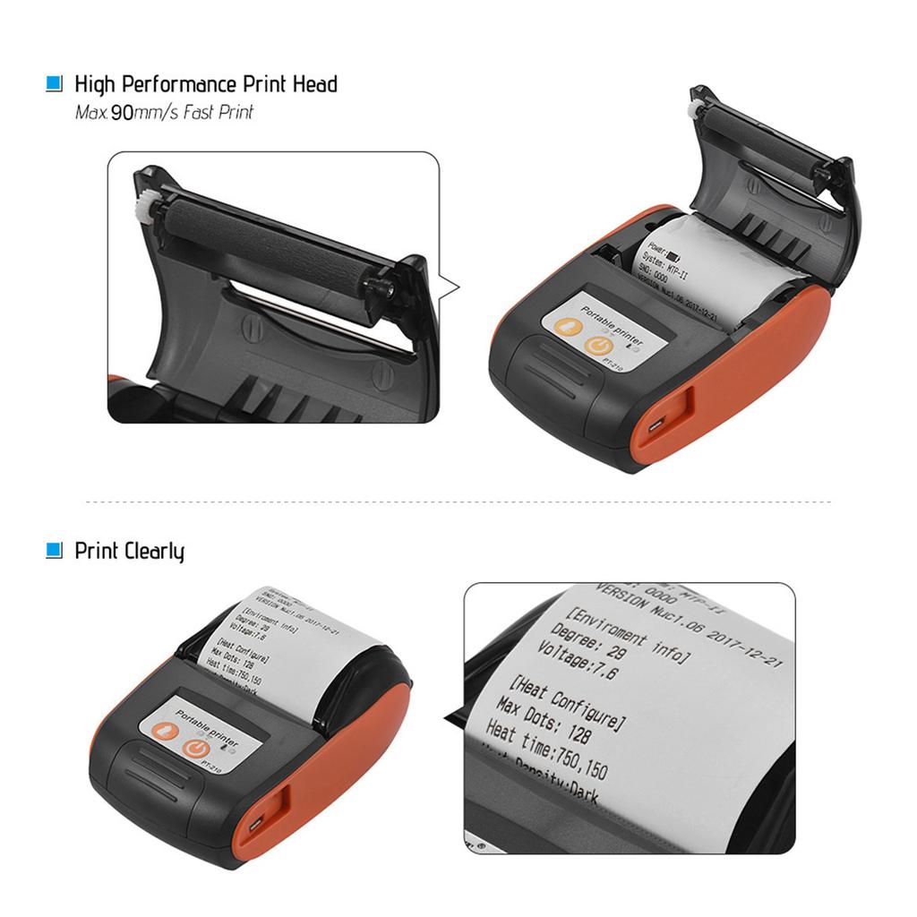 Portable Thermal Printer Mini Portable Thermal Printer Bluetooth Mini Thermal Printer Compatible with Android IOS for Office