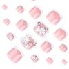 Classic 3D Flower Pearl Toenail Art - Short Wearable French Pedicure Tips