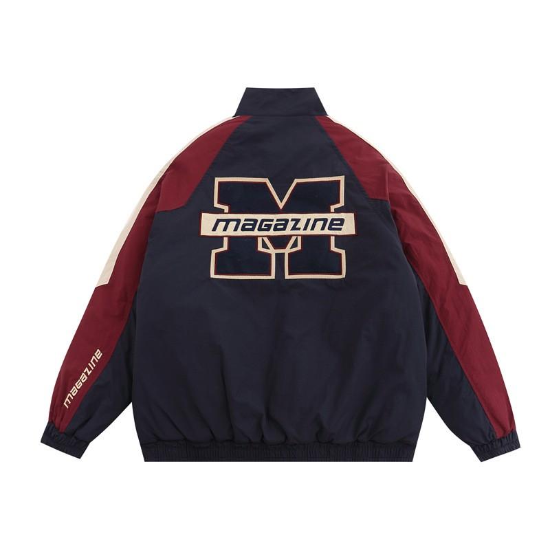 Unisex Oversized Puffer Jacket With Embroidered Letter Patchwork Warm Winter Streetwear Coat Men Women