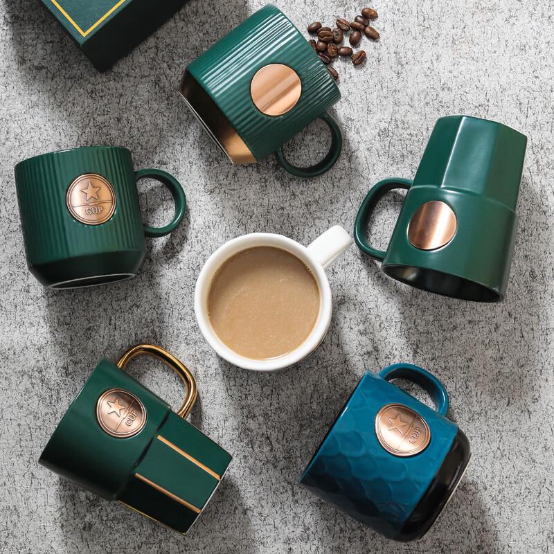 Chaxun Ceramic Coffee Mug with Copper Emblem