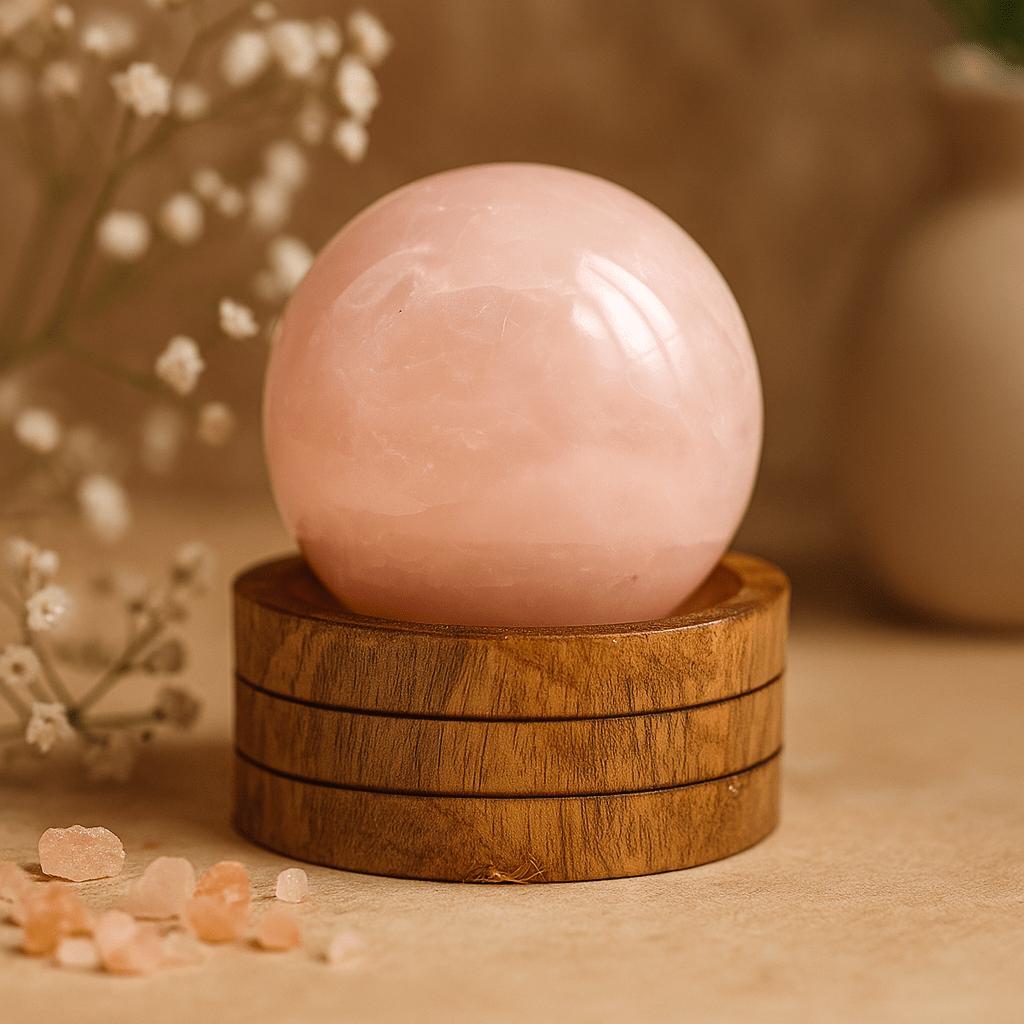 Rose Quartz Sphere 50mm With Stand