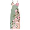 Women Summer Vacation Casual Print Spaghetti Strap Slim Fit Sexy Long Dress