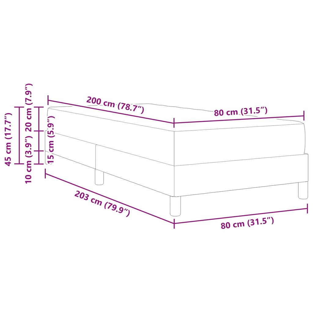 Box Spring Bed with Mattress Pink 80 x 200 cm Fabric