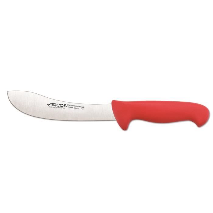 Couteau à peaux Arcos Couleur - Prof 295422 en acier inoxydable Nitrum et mango polypropylène rouge ergonomique avec lame de 19 cm,