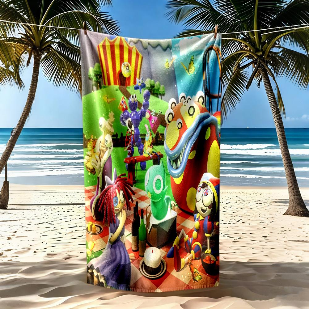 Digital Circus Beach Towel High Absorbency Quickdry Comfortable Lightweight Portable For Swimmingbeachcamping Travel Beach Accessoriesgym