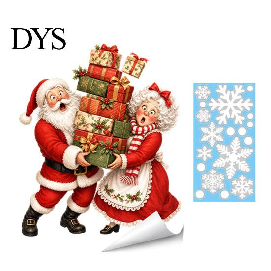 Waterproof Glass Decals Christmas Window Stickers, Static Cling Santa Claus Snowman Reindeer Decals, Easy Apply Stickers Holiday Clings for