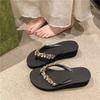 2026 New Comfortable and Fashionable All-match Beach Shoes Non-slip Soft Bottom Casual Flip-flops Rhinestone Chain Flat Slippers