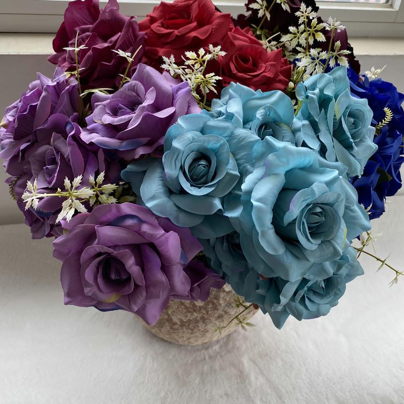 Mazzo di Rose Artificiali con 7 Steli per Decorazione Casa Pianta da Interno Composizione Regalo