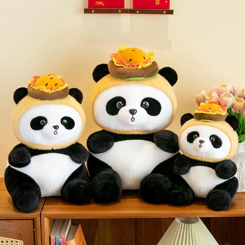 Panda Doll Hamburger Plush Toy Cartoon Soft Toy Stuffed Animal Home Gift Decor