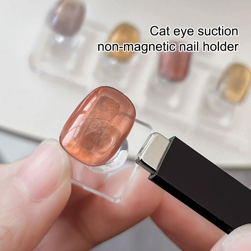 Non-Magnetic Acrylic Cartoon Bear Love Shape Nail Stand False For Cat Eye Gel Press On Nails Display Stand Tips Holder