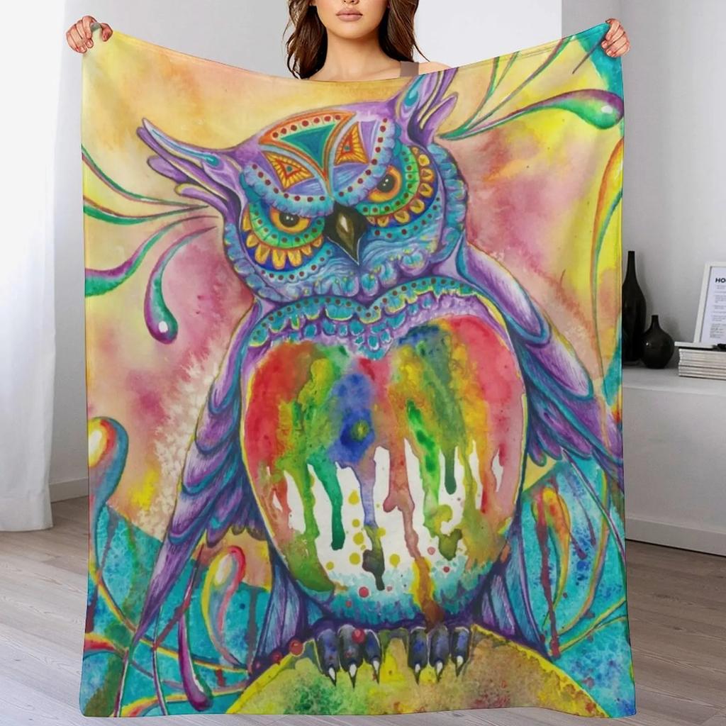 Night Owl Throw Blanket Warm Napping Blanket for Office Couch Bed