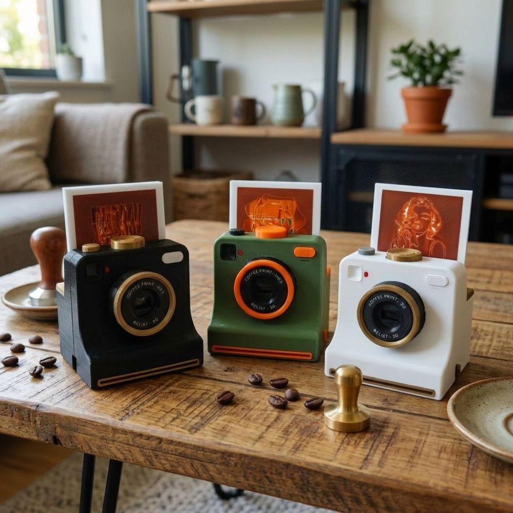 Vintage Look DIY Latte Art Camera Tool Funny Coffee Powder Print Camera Coffee Lovers