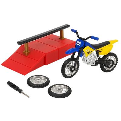 Motocross-Spielzeug mit Skatepark und Ersatzrädern, Finger-Motorrad, Stunt und Figuren, ab 3 Jahren