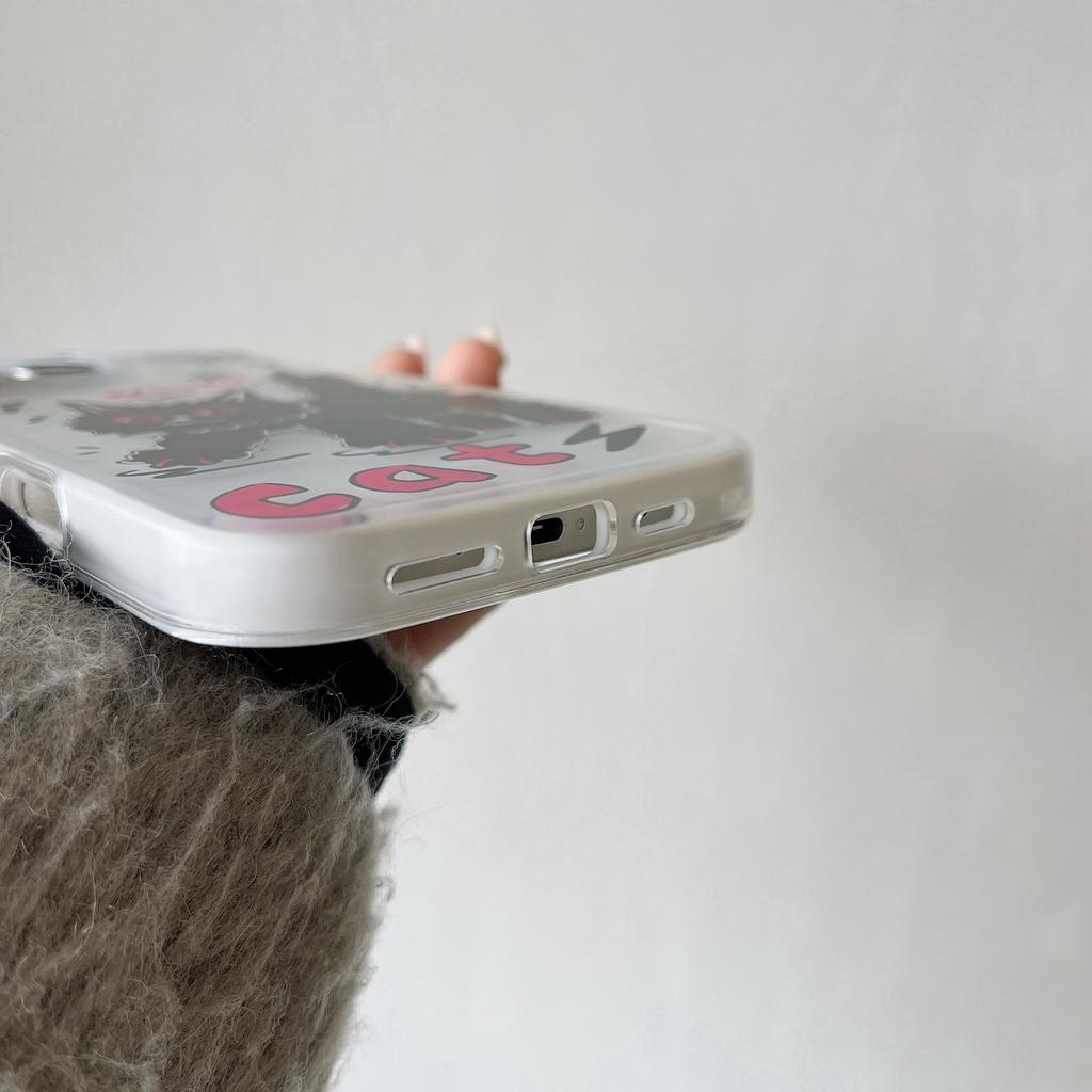 Pro iPhone 16 Pro Pouzdro IMD Kreslený Kočka Design TPU Nárazuvzdorný Kryt na Telefon